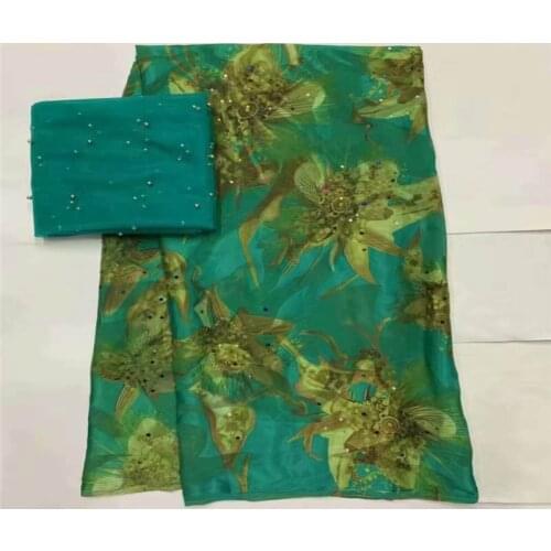 5+2 Yards/set African soft silk fabric for garment neat embroidery on the satin material with Swiss voile lace tissu! LXFN11191