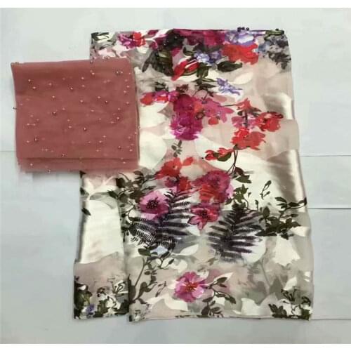 7 Yards African Soft Silk Fabric For Garment Neat Embroidery On The Material With Swiss Voile Lace Tissu. L11161