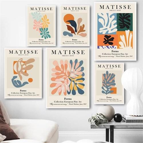 Abstract Matisse Girl Face Coral Flowers Nordic Posters And Prints Wall Art Canvas Painting Wall Pictures For Living Room Decor
