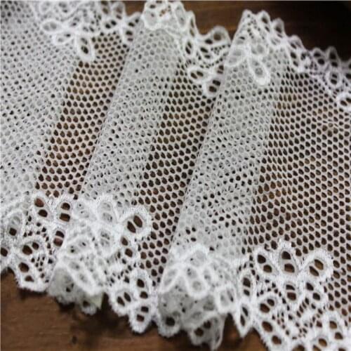 White Black Elastic Stretch Hollow Lace Trim for Headband Wedding Lace Handcraft 3yards/lot,17cm wide