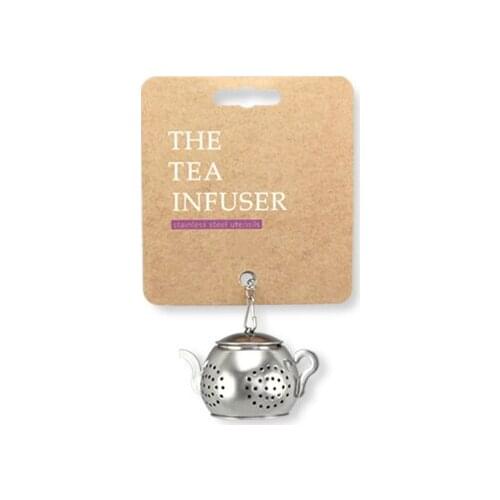 Free shipping! Creative Tea infuser-Stainless Steel TEAPOT shape with chain and plate, Exquisite packaging tea ball-Mug-tea egg