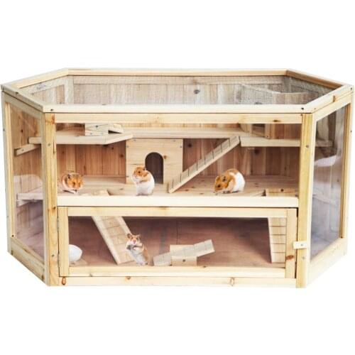 Hamster Cage Wooden Hut Mouse Cage for Small Animals Hamster Hideout Rat Room Sleeping Play Pet House Cage Home Supplies