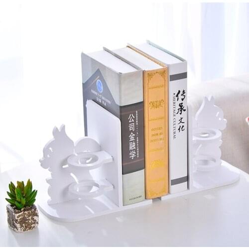 DIY 1 pair wooden bookends with pen holder kawaii bookshelf retractable bookstore shelves book office stationery supplies