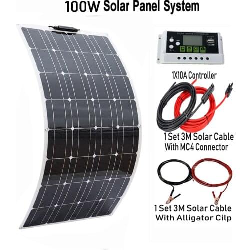 Flexible Solar Panels 100W 200W 32pcs Monocrystalline Solar Cell 12V/24V Battery Charge Solar System For Home
