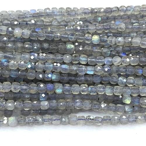 Veemake Blue Labradorite Natural Necklace Bracelets Earrings Ring DIY Faceted Irregular Cube Small Beads For Jewelry Making06820
