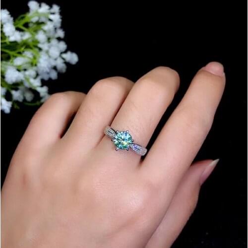 Flashing moissanite gemstone ring for women jewelry engagement party gift real 925 silver shiny stone 1ct