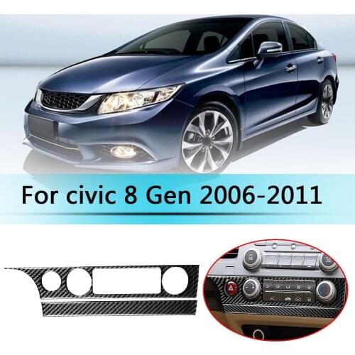 Carbon Fiber Console AC Switch Button Frame Trim for Honda Civic 2006-2011 LHD Car Interior Cover Trim Accessories