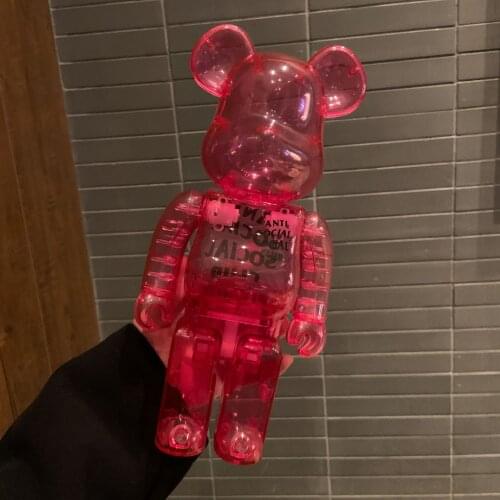 Red ASSC Bearbricklys Transparent 28cm 400% Bear brick Building Blocks Bear Toy Anime Action Figures Pop Paint Dolls
