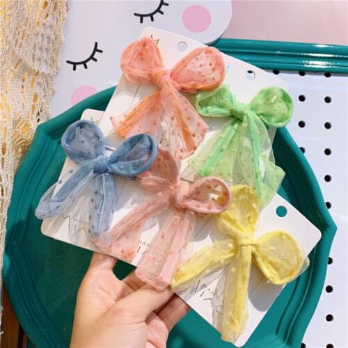 Korean Lace Dot Princess Hair Clips Lovely Children Hair Bow Alligator Clip Swallowtail Hairpin Girls Hairgrip School Headwear