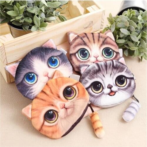 Cartoon Cat Coin Purse Cute Kids Purse Casual Zipper Children Wallet Girls Purse Small Money Bag Animal Prints Coin Card Holder
