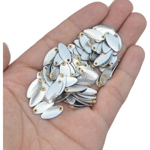 Fishing Lure Blade 10pcs Copper Ring Willow Leaf Shape Small Fish Scale Spinner Rings Blades DIY Fishing Spoon Accessories