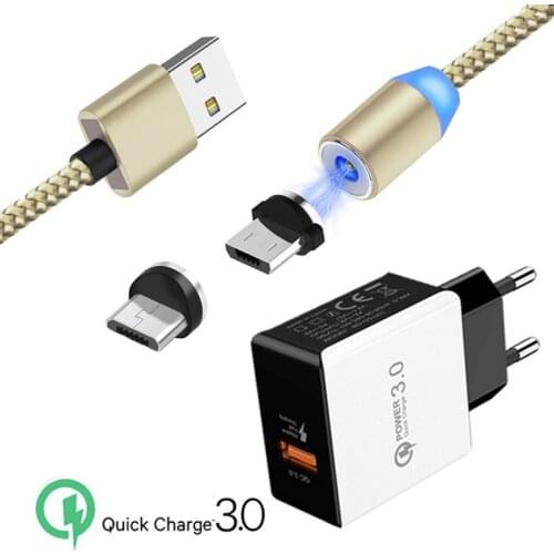 Micro USB Magnetic Charge Wire vivo Z1 Pro Z5x Honor 8X 8A 7A QC 3.0 Fast charger For Samsung galaxy A10 A3 A5 A7 2016 J7 J5 J3
