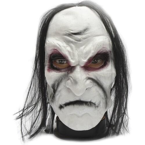 FenKicyen Evil Witch Mask For Cosplay Party Long Hair Hedging Realistic Masquerade Halloween Mask Cosplay Dressing Props Decor