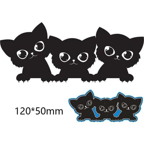 120*50mm 3pcs cute cat new Metal Cutting Dies for decoration card DIY Scrapbooking stencil Paper Album template Dies