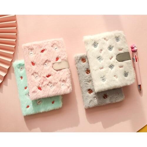 Cute Girl Plush Buckle Hand Account Book Daily Notebook Student Color Page Notebook Gift