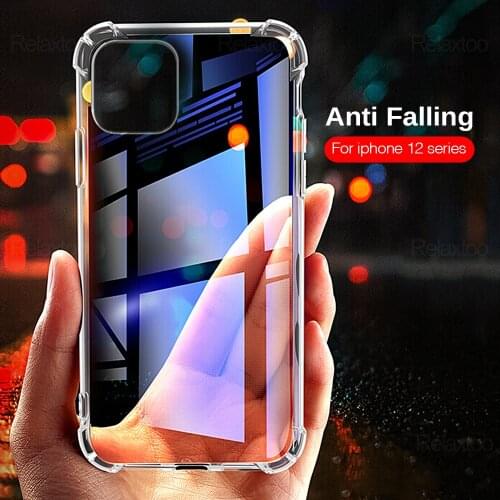 Aifon 12Mini Case Transparent Airbag Case For Apple Iphone 11 12 Pro Max Mini SE 2020 Cover Soft Silicone Shockproof Coque Funda