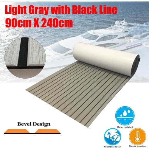 Upgraded Boat Teak Decking Sheet Yacht Marine Flooring Non-slip Carpet Mat 90cm240cm/35.4"94.5" Light Grey In Black Accessories