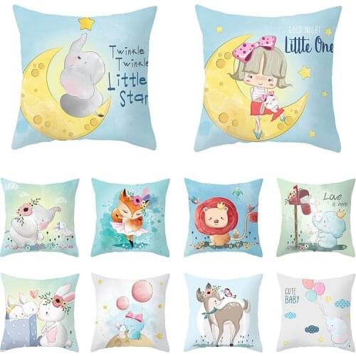 Cartoon Cushion Cover 45X45 Cute Baby Animal Decorative Pillowcase Sofa Cushions Throw Pillows Colou Pillow Covers Home Decor