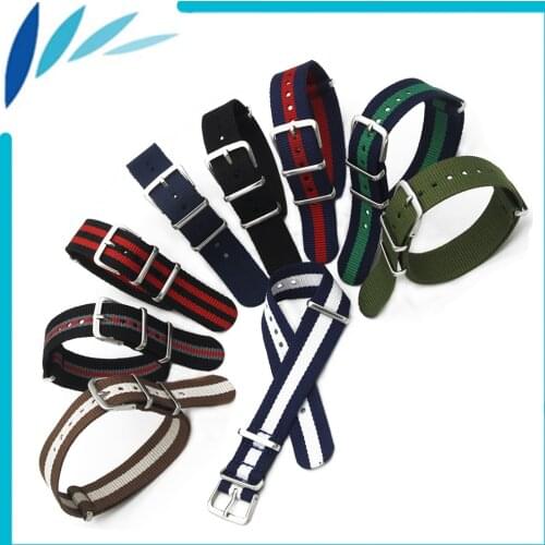 Nylon Watch Band 18mm 20mm for Frederique Constant Stainless Steel Pin Buckle Strap Wrist Loop Belt Bracelet Black Brown Red
