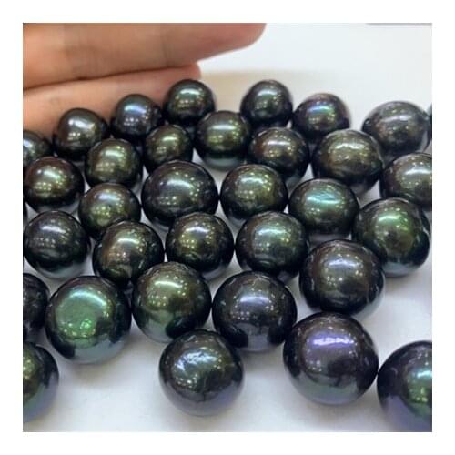 DYED Black 15-17mm Big Size Real Natural Freshwater Loose Pearls Near Round Shape for DIY Jewelry Pendant Ring Earrings