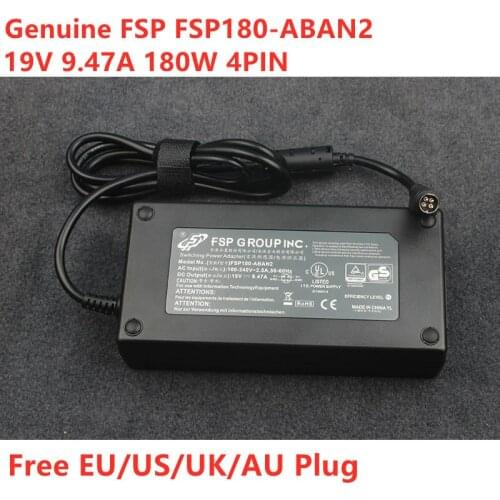 Genuine FSP FSP180-ABAN2 FSP180-ABAN1 19V 9.47A 180W 4PIN AC Power Adapter Charger for CLEVO P150 X511 9NA1800720 9NA1800700