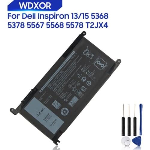 Original Replacement Battery For Dell Inspiron 13 5368 5378 7368 15 5567 5568 5578 T2JX4 WDXOR Series Genuine Battery 42Wh
