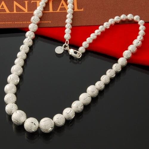 N925 Sterling Silver color Jewelry Multi Balls Necklace Free Shipping Brand New One Pcs RM08-4295