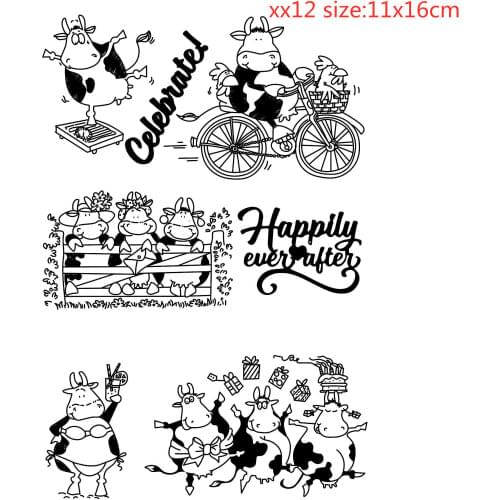 Happy Cows Transparent Silicone Rubber Stamp and Metal Die Sheet Cling Scrapbooking DIY Cute Pattern Photo Album