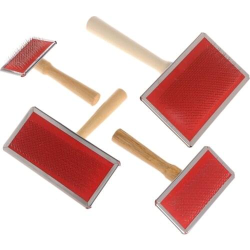 Pet Grooming Comb Shedding Hair Remove Brush Wood Handle Dog Cat Cleaning Supply