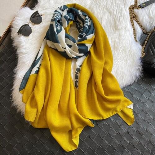 New European and American style travel vacation autumn scarf women fashion wild flower scarf seaside shawl beach towel