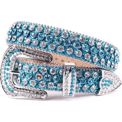 SUNDO Wide Buckle Belt For Women Woman Vintage Rhinestone Shiny Belts PU Leather Top Quality Strap Female For Jeans
