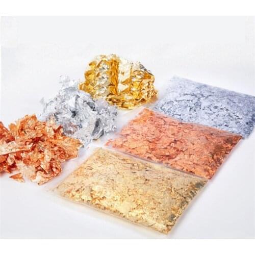 1Bag 2g Gold Leaf Flakes Gold Silver Confetti Filling For DIY Epoxy Resin Craft Nail Art Materials Foil Paper Jewelry Making