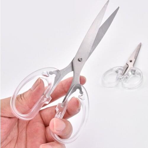 1Pc Simple Transparent Stainless Steel Beauty Scissors Household Student Scissor Office Cutting Scissors DIY Paper Cutting Knife
