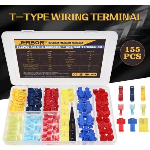 155PCS Snap Splice Lock Wire Quick Terminal Ant clip Electrical Cable Connectors T-tap Crimp Terminals Connector
