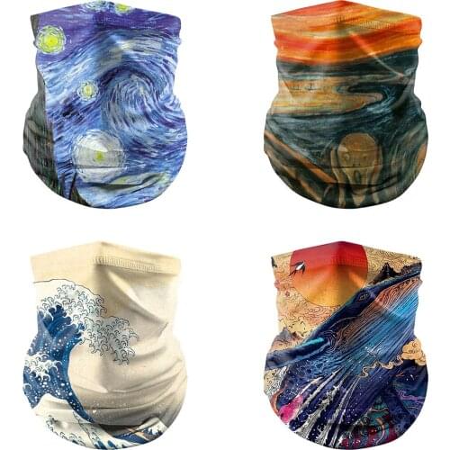 2020 New Fashion Scarf Van Gogh Art Bandana Cotton Bicycle Headband Hiking Face Mask Men Women Outdoor Magic Scarf Masks