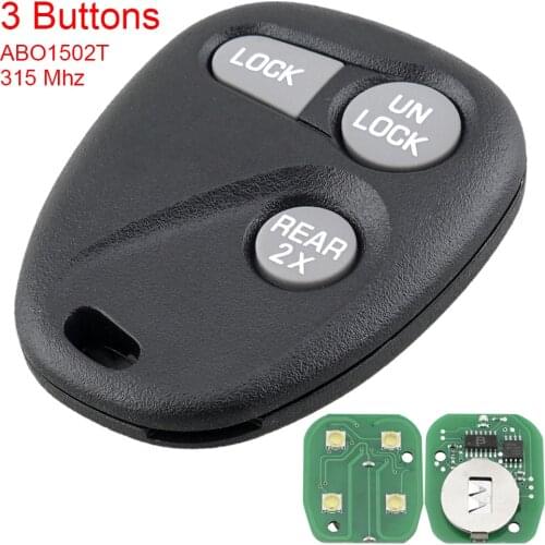 315Mhz 3 Button Automobile Car Remote Keyless Entry Key Fob FCC ABO1502T Auto Car Key Replacement Fits for Chevrolet Tahoe
