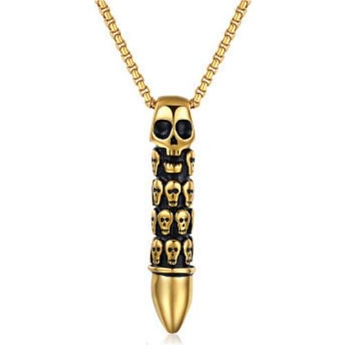 4 Style Hot Sale Men Bullet Pendant Necklace Statement Necklace Men Women Skull Necklace Jewelry Hip Hop Punk Goth Fashion