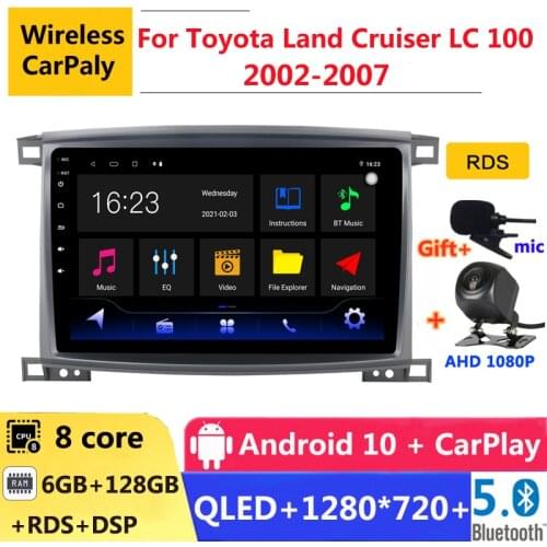 6G RAM 2 din android 10 car radio auto stereo for Toyota Land Cruiser LC 100 2002 06 2007 navigation GPS DVD Multimedia Player