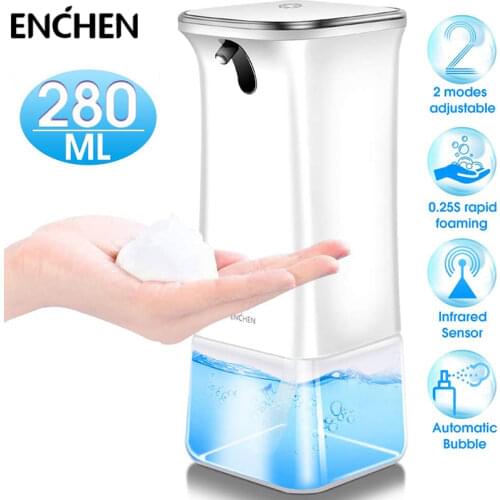 ENCHEN Automatic Touchless Liquid Soap Dispenser with Infrared Motion Sensor 280ML Foam Soap Dispenser for Bathroom Kitchen