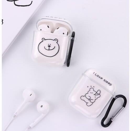 Wireless Bluetooth Transparent Hard Shell For Apple Earphone Cover For AirPods 1 2 Pro 3 Key Chain Protective Silicone Case
