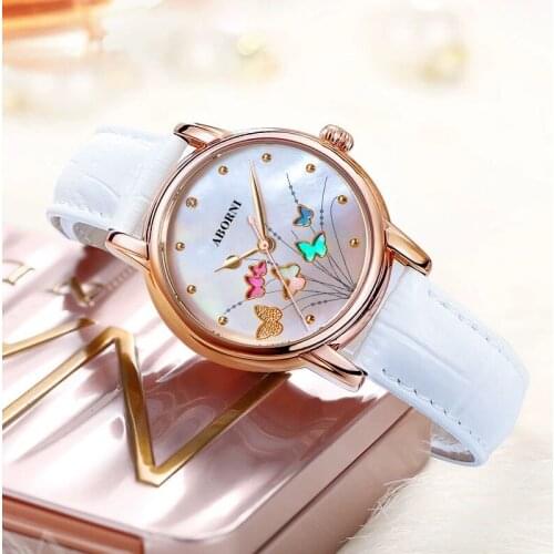2019 Fashion Butterfly Watch Women Luxury Brand Leather Quartz Rose Gold Ladies Watch Waterproof relogio feminino montre femme