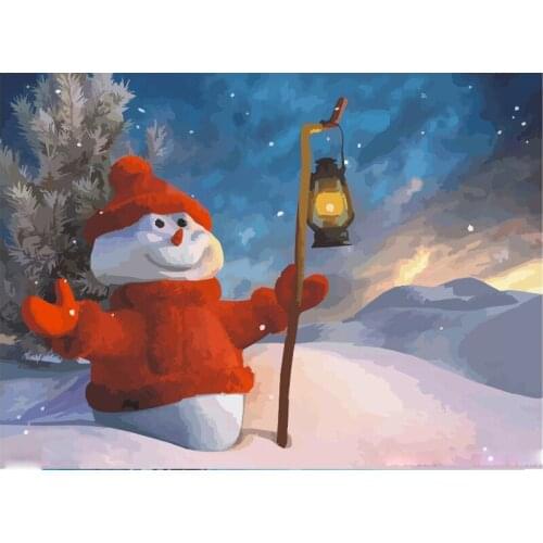 DIY Digital Painting By Numbers christmas snowman oil painting mural Kits Coloring Wall Art Picture Gift framelessEaster