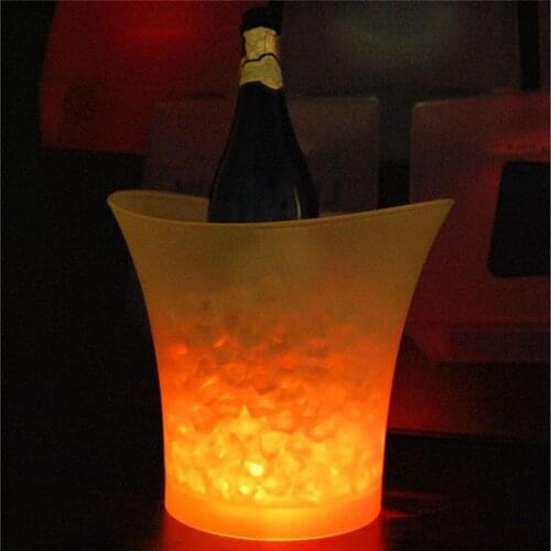Drop Shipping 5L Waterproof LED Color Changing Plastic Ice Bucket Bars Nightclubs LED Light Up Champagne Beer Bucket Bars