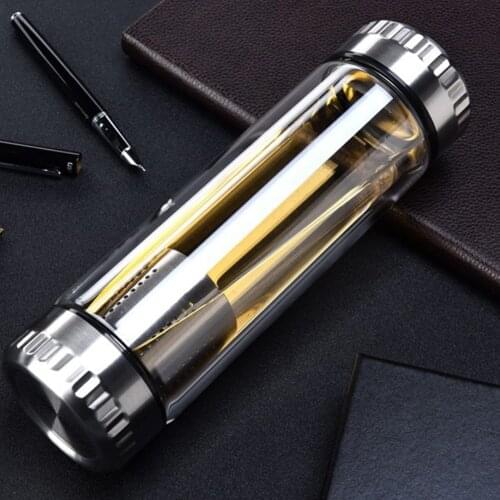 Double Glass Baby Bottle Thermos Bottle With Filter Cup Stainless Steel Portable Water Bottle Travel Mug Thermos 300ML / 400MLVJ