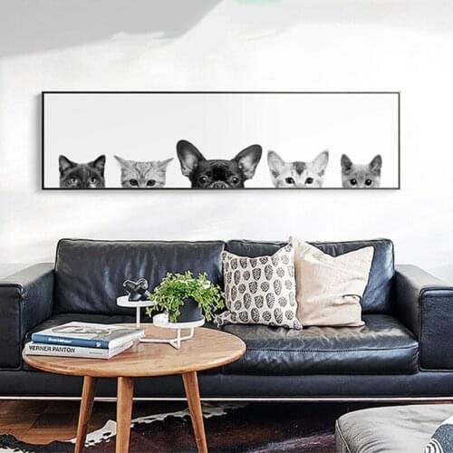 Elegant Poetry Fashion Animal cute cat dog Abstract Nordic style porch Home Decorative Picture Canvas Wall Art Unframed Painting