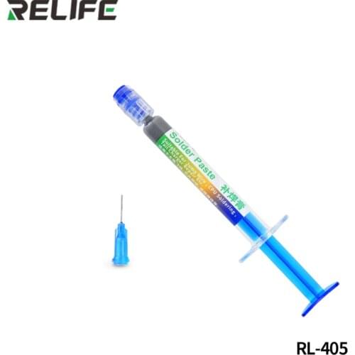 RELIFE RL-405 Solder Flux Paste for Motherboard Jumper Wire CPU Chips USB Charger Repair Low Temperature Lead-Free Needle Tube