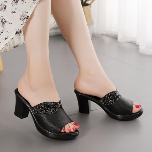 GKTINOO Womens Slippers Sandals 2021 Summer 8cm High Heels Women Shoes Woman Slippers Summer Sandals Fashion Shoes