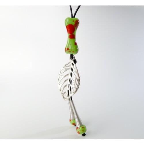 Jingdezhen Ceramic Bone Jewelry Long Rope Ceramic Beads pendant Necklaces Handmade DIY fashion Necklace for women #EY213
