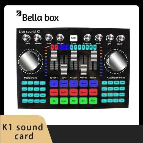 K1 Computer Phone Voice Changer HIFI Live Sound Card Mixer Board Streaming Audio Bluetooth 5.0 Universal