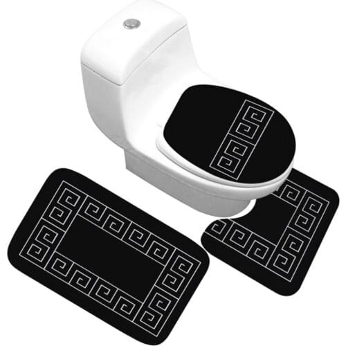 Bath Mat 3 Piece Set Classical Pattern Toilet Cover Foot Pad Non-slip Absorbent Bathroom Door Mat Flannel Soft Bathr Rug Carpet